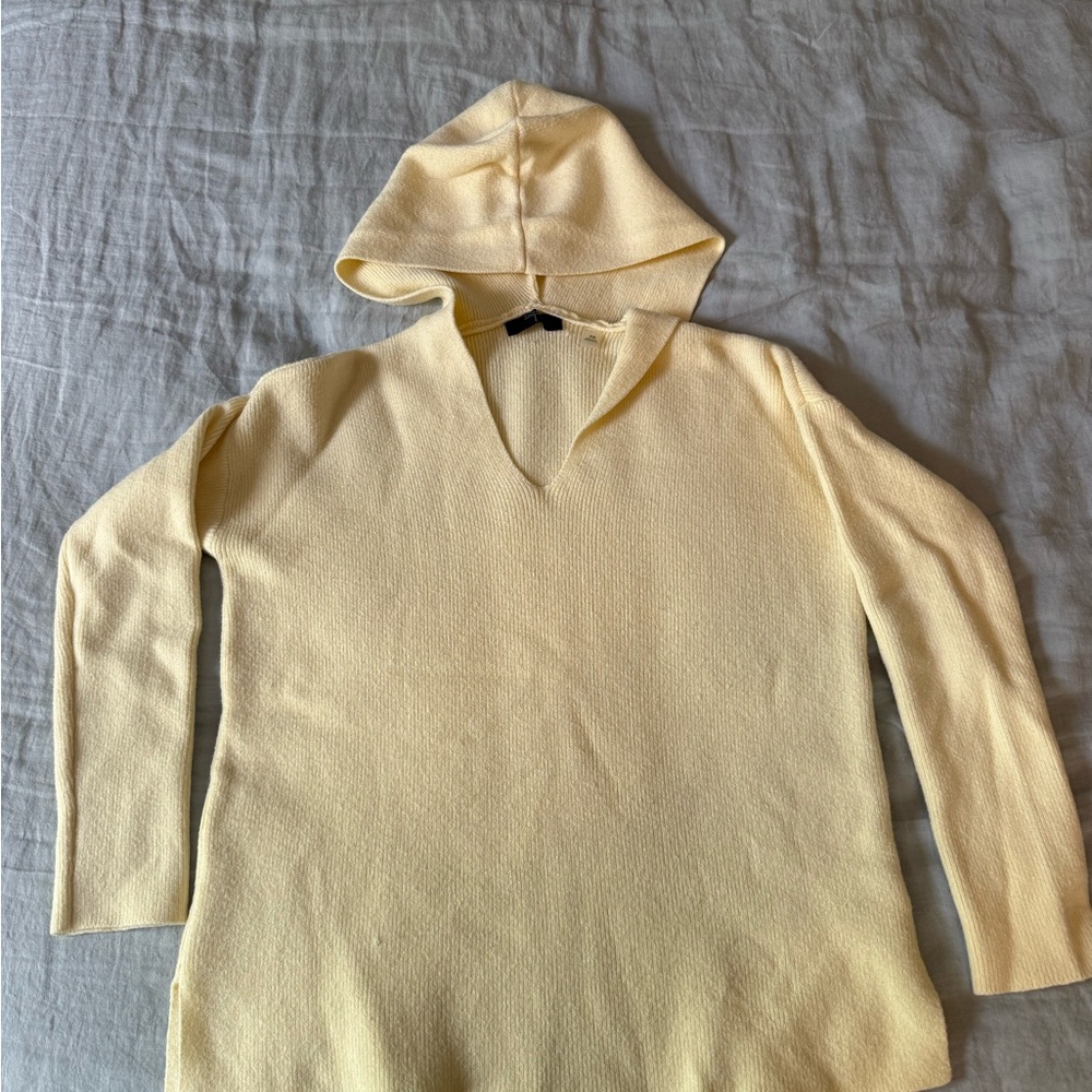Butter Yellow Tahari Knit Hooded Sweater